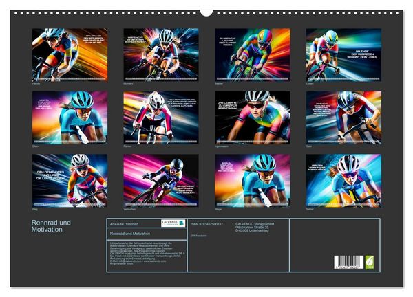 Produktbild: Rennrad und Motivation (Wandkalender 2026 DIN A2 quer), CALVENDO Monatskalender