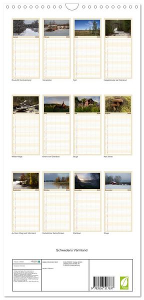 Produktbild: Familienplaner 2026 - Schwedens V&auml;rmland mit 5 Spalten (Wandkalender, 21 x 45 cm) CALVENDO