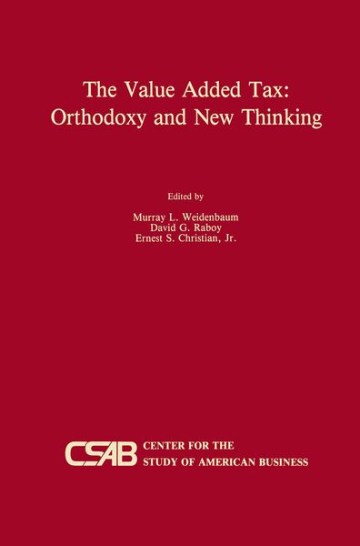 Produktbild: The Value-Added Tax: Orthodoxy and New Thinking