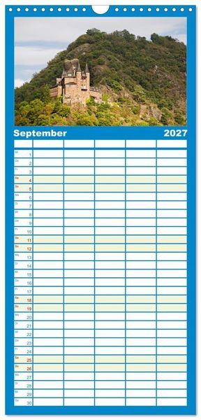 Produktbild: Familienplaner 2027 - Oberes Mittelrheintal Sehnsuchtsziel f&uuml;r Romantiker mit 5 Spalten (Wandkalender, 21 x 45 cm) CALVENDO