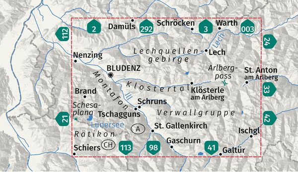 Produktbild: KOMPASS Wanderkarte 32 Klostertal, Montafon, Bludenz, Schruns 1:50.000