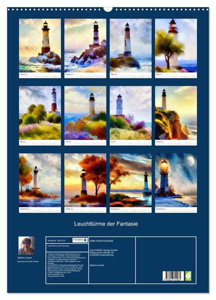 Produktbild: Leuchtt&uuml;rme der Fantasie (Wandkalender 2026 DIN A2 hoch), CALVENDO Monatskalender