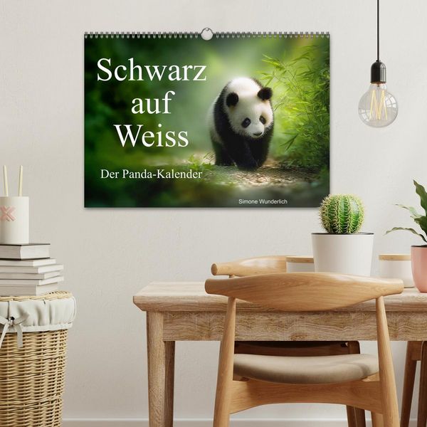 Produktbild: Schwarz auf Wei&szlig; - Der Panda-Kalender (Wandkalender 2026 DIN A3 quer), CALVENDO Monatskalender