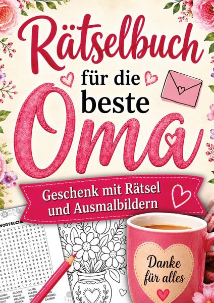Produktbild: R&auml;tselbuch f&uuml;r die beste Oma: Geschenk mit R&auml;tsel und Ausmalbildern (Gro&szlig;druck)