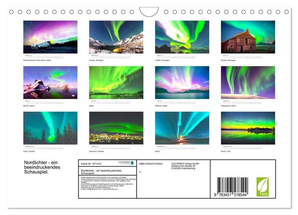 Produktbild: Nordlichter - ein beeindruckendes Schauspiel. (Wandkalender 2026 DIN A4 quer), CALVENDO Monatskalender