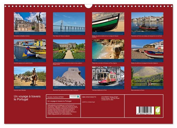 Produktbild: Un voyage &agrave; travers le Portugal (Calendrier mural 2026 DIN A3 vertical), CALVENDO calendrier mensuel