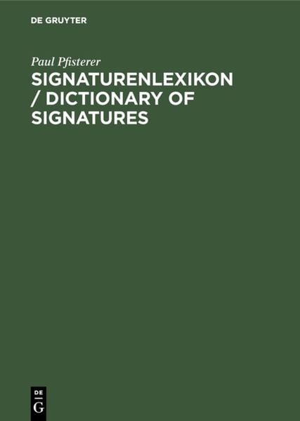 Produktbild: Signaturenlexikon / Dictionary of Signatures