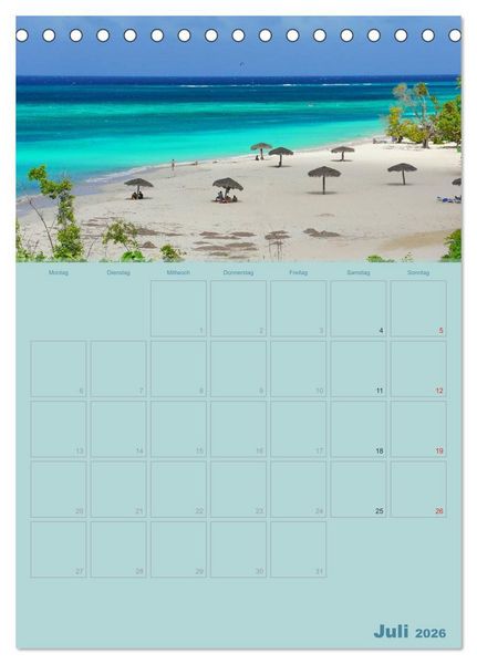 Produktbild: Karibik - Sonne, Strand und Palmen (Tischkalender 2026 DIN A5 hoch), CALVENDO Monatskalender