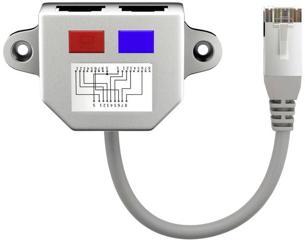 Goobay RJ45 Netzwerk Y-Adapter CAT 5 [1x RJ45-Stecker - 2x RJ45-Buchse] Metallic-Silber