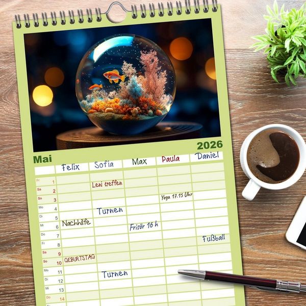 Produktbild: Familienplaner 2026 - Schneekugel war gestern mit 5 Spalten (Wandkalender, 21 x 45 cm) CALVENDO