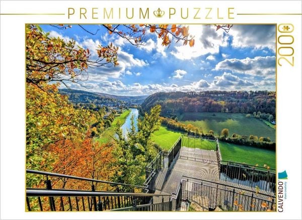 CALVENDO Puzzle Blick auf Bad Karlshafen vom Weser-Skywalk auf den Hannoverschen Klippen, Weserbergland, Deutschland | 2000 Teile Lege-Größe 90x67cm Foto-Puzzle für glückliche Stunden
