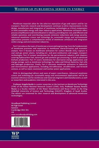 Produktbild: Advanced Membrane Science and Technology for Sustainable Energy and Environmental Applications