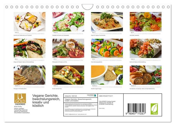 Produktbild: Vegane Gerichte. Abwechslungsreich, kreativ und k&ouml;stlich (Wandkalender 2026 DIN A4 quer), CALVENDO Monatskalender
