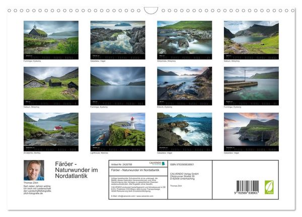 Produktbild: F&auml;r&ouml;er - Naturwunder im Nordatlantik (Wandkalender 2027 DIN A3 quer), CALVENDO Monatskalender