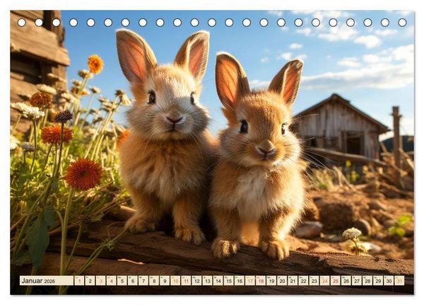 Produktbild: Viele Tiere auf dem Bauernhof (Tischkalender 2026 DIN A5 quer), CALVENDO Monatskalender
