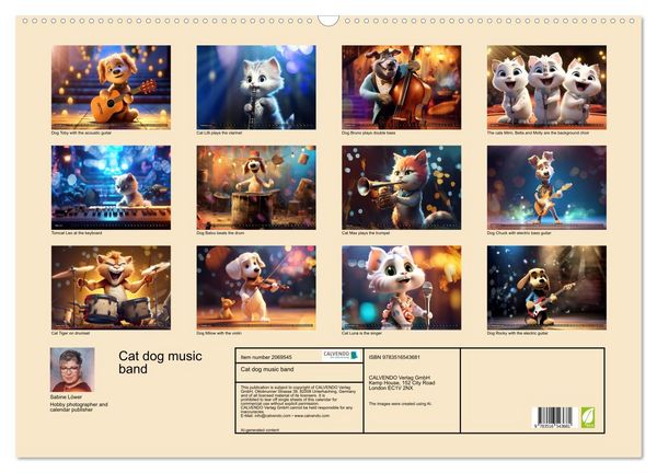 Produktbild: Cat dog music band (Wall Calendar 2026 DIN A2 landscape), CALVENDO 12 Month Wall Calendar