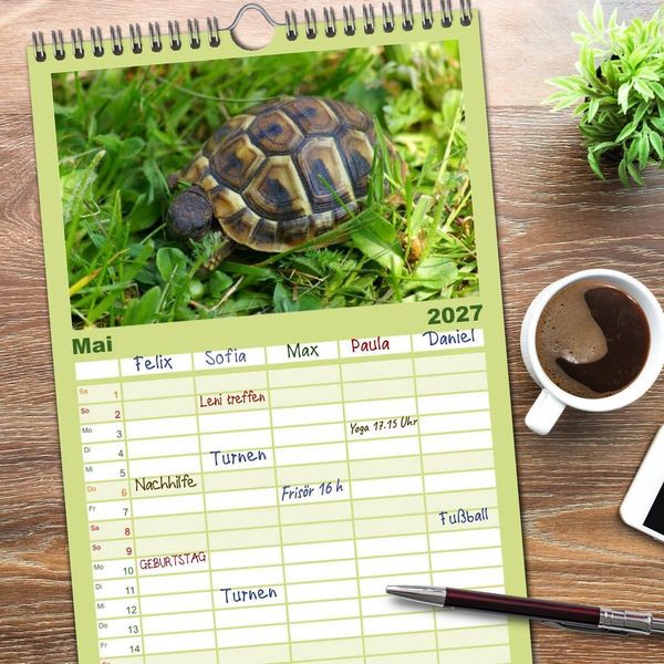 Produktbild: Familienplaner 2027 - Das Leben der Schildkr&ouml;ten mit 5 Spalten (Wandkalender, 21 x 45 cm) CALVENDO