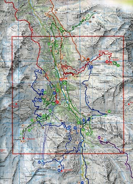 Produktbild: K&uuml;mmerly+Frey Wandertourenkarte 14 Saas-Fee 1:50.000