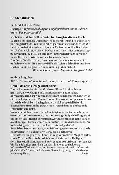 Produktbild: Wirtschaftlichkeitsberechnung und Finanzierung Ihrer erfolgreichen Ferienimmobilie!