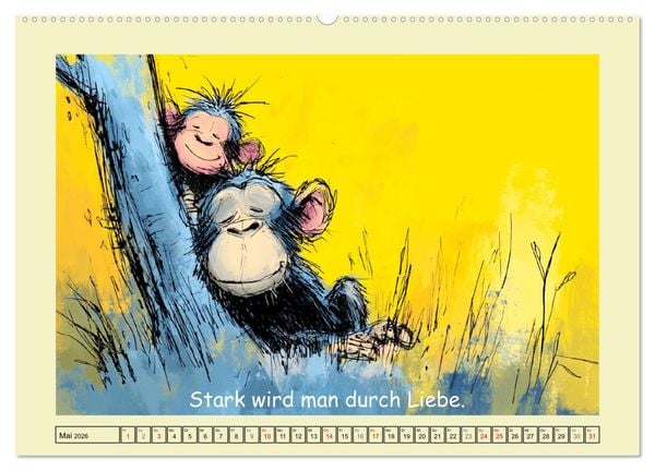 Produktbild: Entz&uuml;ckende Baumkinder. Schimpansen und Weisheiten (Wandkalender 2026 DIN A2 quer), CALVENDO Monatskalender