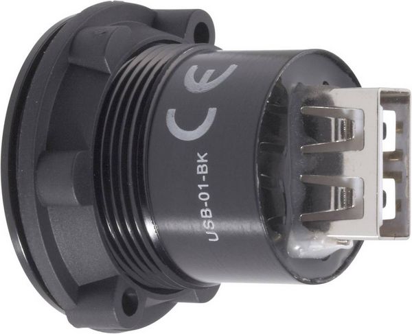 Produktbild: TRU COMPONENTS USB-01-BK USB-Einbaubuchse 2.0 Buchse, Einbau USB-Buchse Typ A auf USB-Buchse Typ A Inhalt: 1 St.