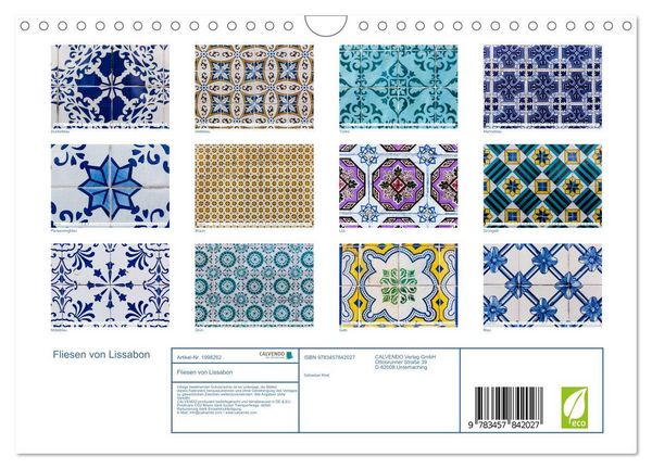 Produktbild: Fliesen von Lissabon (Wandkalender 2026 DIN A4 quer), CALVENDO Monatskalender