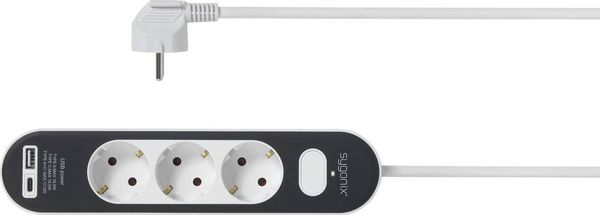 Produktbild: Sygonix SY-4755366 Steckdosenleiste mit Schalter Wei&szlig;, Grau Schutzkontakt 1St.