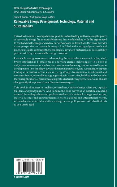 Produktbild: Renewable Energy Development: Technology, Material and Sustainability