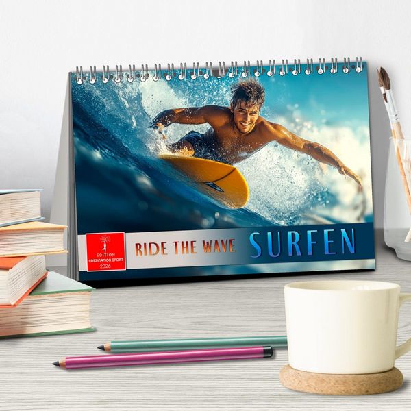 Produktbild: Surfen - Ride the Wave (Tischkalender 2026 DIN A5 quer), CALVENDO Monatskalender