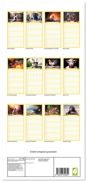 Produktbild: Familienplaner 2026 - Endlich erfolgreich geschieden mit 5 Spalten (Wandkalender, 21 x 45 cm) CALVENDO