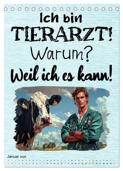 Produktbild: Tierarztspr&uuml;che (Tischkalender 2026 DIN A5 hoch), CALVENDO Monatskalender