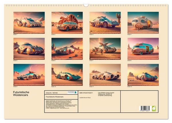 Produktbild: Futuristische W&uuml;stencars (Wandkalender 2026 DIN A2 quer), CALVENDO Monatskalender