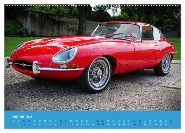 Produktbild: Jaguar E-Type Memorial (hochwertiger Premium Wandkalender 2026 DIN A2 quer), Kunstdruck in Hochglanz