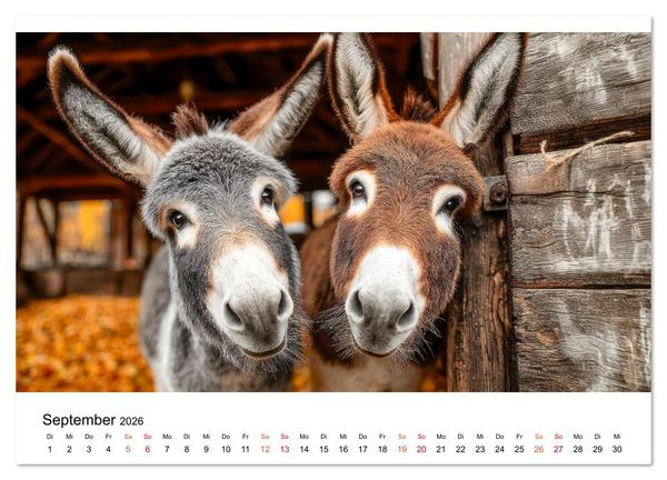 Produktbild: Esel - sanfte Seelen, gro&szlig;e Ohren (Wandkalender 2026 DIN A3 quer), CALVENDO Monatskalender