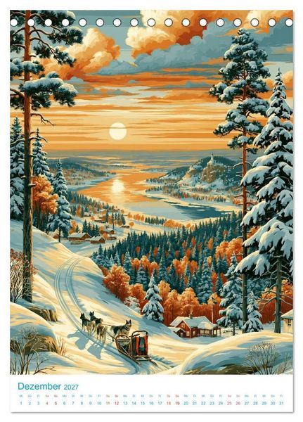 Produktbild: Schweden - Old School Poster Style (Tischkalender 2027 DIN A5 hoch), CALVENDO Monatskalender
