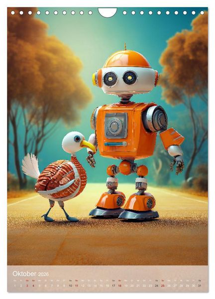 Produktbild: RoboLife - Niedliche Blechfreunde im Alltag (Wandkalender 2026 DIN A4 hoch), CALVENDO Monatskalender