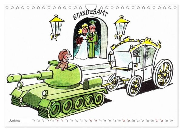 Produktbild: Da lachte die NVA - Karikaturen aus der DDR (Wandkalender 2026 DIN A4 quer), CALVENDO Monatskalender