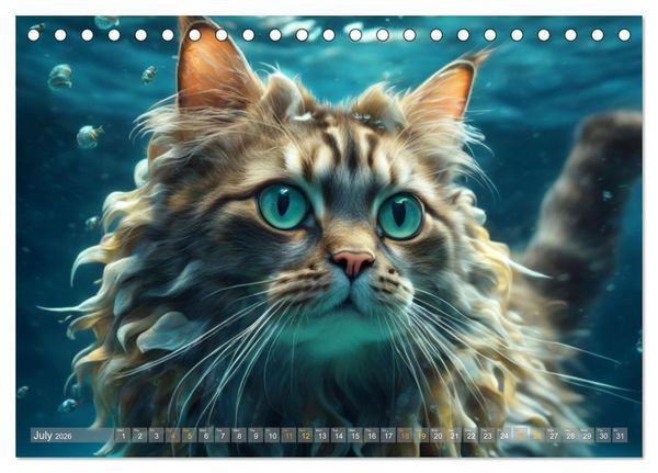 Produktbild: Cats underwater (Desk Calendar 2026 DIN A5 landscape), CALVENDO 12 Month DeskCalendar