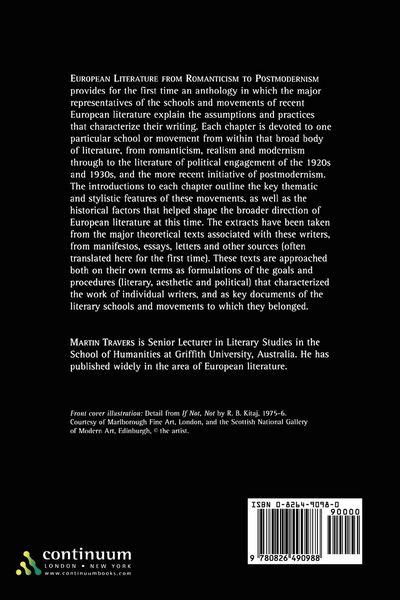Produktbild: European Literature from Romanticism to Postmodernism