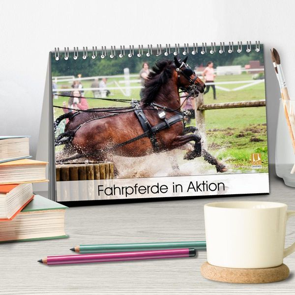 Produktbild: Fahrpferde in Aktion (Tischkalender 2026 DIN A5 quer), CALVENDO Monatskalender