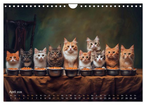 Produktbild: Katzenkunstwerke (Wandkalender 2026 DIN A4 quer), CALVENDO Monatskalender