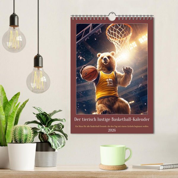 Produktbild: Der tierisch lustige Basketball-Kalender (Wandkalender 2026 DIN A4 hoch), CALVENDO Monatskalender