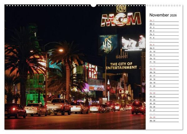 Produktbild: LAS VEGAS - by night (Wandkalender 2026 DIN A2 quer), CALVENDO Monatskalender