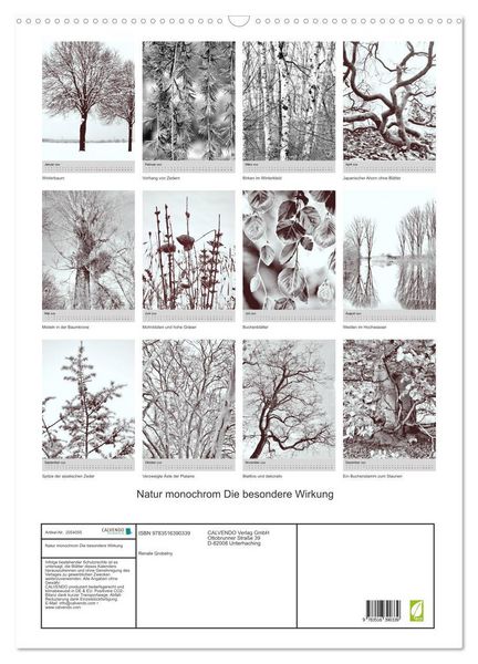 Produktbild: Natur monochrom Die besondere Wirkung (Wandkalender 2026 DIN A2 hoch), CALVENDO Monatskalender