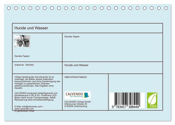Produktbild: Hunde und Wasser (Tischkalender 2026 DIN A5 quer), CALVENDO Monatskalender