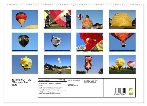 Produktbild: Ballonfahren - Die Stille nach dem Start (hochwertiger Premium Wandkalender 2026 DIN A2 quer), Kunstdruck in Hochglanz