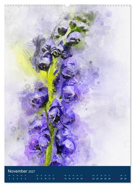 Produktbild: Wilde Blumen - Illustrierter Bl&uuml;tenzauber der Pflanzenwelt (hochwertiger Premium Wandkalender 2027 DIN A2 hoch), Kunstdruck in Hochglanz