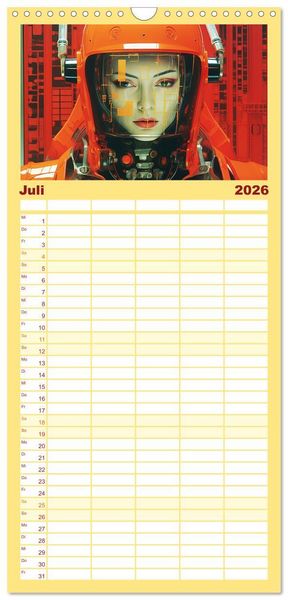 Produktbild: Familienplaner 2026 - Roboter Portraits. Zukunft und Visionen mit 5 Spalten (Wandkalender, 21 x 45 cm) CALVENDO
