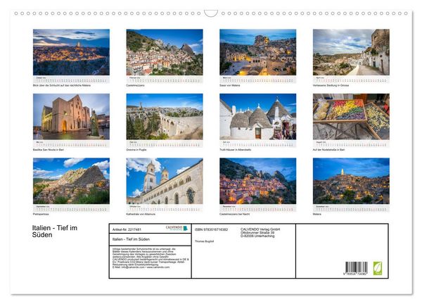 Produktbild: Italien - Tief im S&uuml;den (Wandkalender 2026 DIN A2 quer), CALVENDO Monatskalender