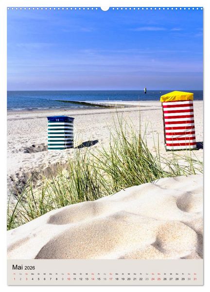 Produktbild: Borkum Strandspaziergang (hochwertiger Premium Wandkalender 2026 DIN A2 hoch), Kunstdruck in Hochglanz